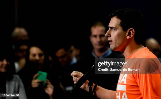 Albert Rivera attends a Football Match with Ciudadanos Colleagues on November 08, 2019 in Madrid, Spain.