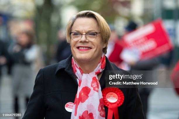 Eddie Izzard, comedian and political activist, visits Newport to show support for Ruth Jones, Labour Party candidate for Newport West and Jessica...