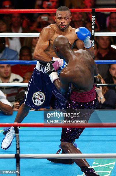 Roy Jones Jr hits Antonio Tarver during their WBC Light Heavyweight Title bout. Jones won on a split desicison Claim The WBC Light Heavyweight Title.