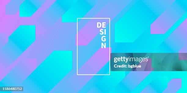 abstract design with geometric shapes - trendy blue gradient - neon arrow vector stock illustrations