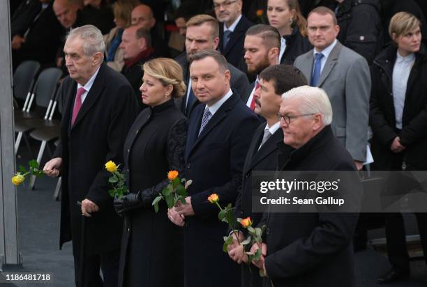 Czech President Milos Zeman, Slovak President Zuzana Caputova, Polish President Andrzej Duda, Hungarian President Janos Ader and German President...