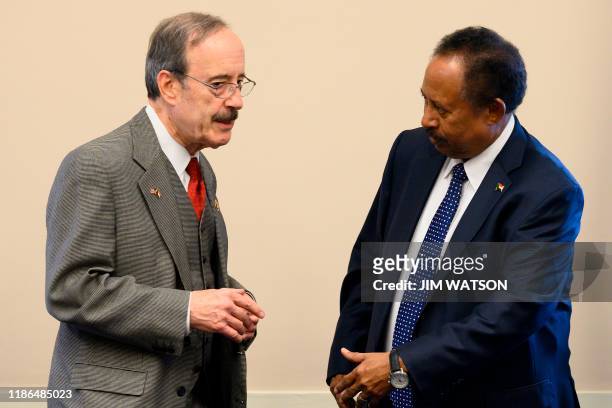 Sudanese Prime Minister Abdalla Hamdok meets with House Foreign Affairs Committee Chairman Eliot Engel , D-NY, on Capitol Hill in Washington, DC, on...
