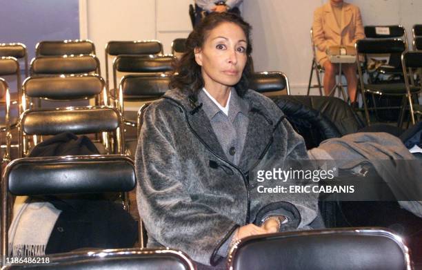 Françoise Castro, épouse de l'ancien Premier ministre Laurent Fabius, attend, le 09 février, le début du procès du sang contaminé devant la Cour de...