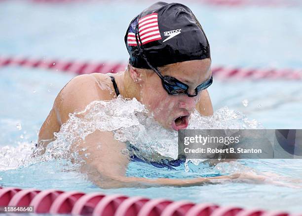 Katie Hoff works out at the U.S. Olympic Swimming Team Media Opportunity Day at Avery Aquatic Center at Stanford University, July 24, 2004.