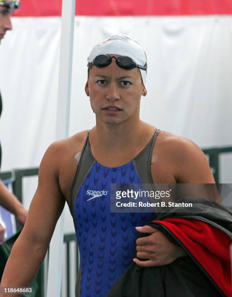 Stanford's Dana Kirk qualified third during the Prelims at the Janet Evans Invitational in Long Beach, California, June 12, 2004.