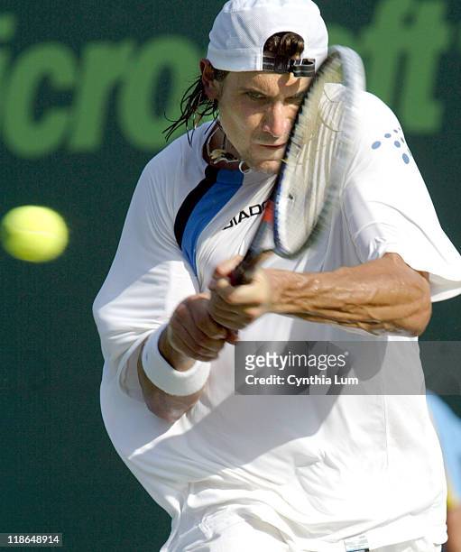 David Ferrer through to the semi-final at the Nasdaq-100 Open, at Key Biscayne, FL, defeating Dominik Hrbaty 6-2, 6-3 in their quarter-final match on...