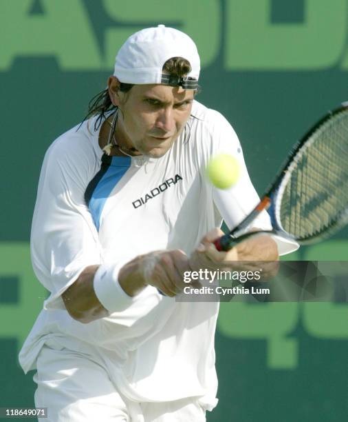 David Ferrer through to the semi-final at the Nasdaq-100 Open, at Key Biscayne, FL, defeating Dominik Hrbaty 6-2, 6-3 in their quarter-final match on...