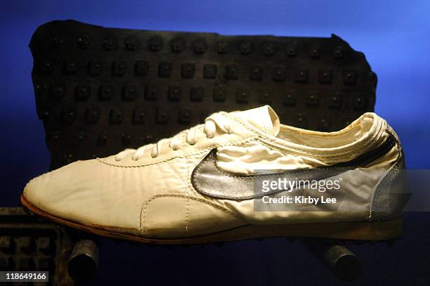 Nike "Moon Shoe" worn by Mark Covert in the 1972 U.S. Olympic Trials at Niketown Eugene in Eugene, Ore. The waffle-soled shoes were made from Bill...