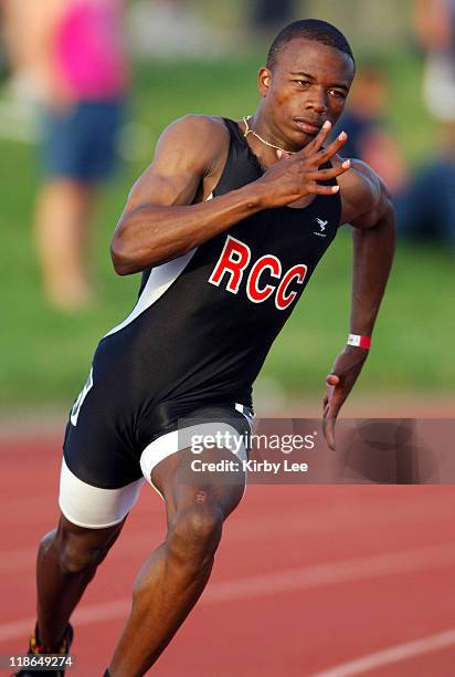 Jared Ware of Riverside Community College won the men's 100 meters but finished last after pulling up in the 200 in the State Junior College Track &...