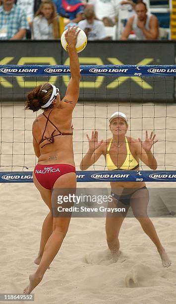 Misty May-Treanor in action during the Semi-Final round of the 2005 Huntington Beach Open at the Huntington Beach Pier August 14, 2005