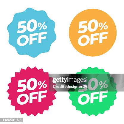 Étiquette de vente d'offre spéciale. Réduction de 50% Offre Prix Multicolor Label et Flat Design Étiquette de vente d'offre spéciale. Réduction de 50% Offre Prix Multicolor Label et Flat Design