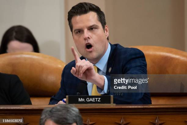 Rep. Matt Gaetz speaks during testimony by constitutional scholars before the House Judiciary Committee in the Longworth House Office Building on...