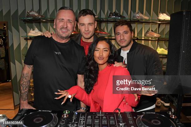 Fat Tony, Liam Payne, Maya Jama and Jonas Blue attend the Hugo X Liam Payne Bodywear Campaign party at Flannels on December 4, 2019 in London,...