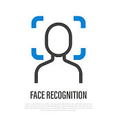 Face recognition, scanning for authentication. Protection for smartphone. Vector illustration.