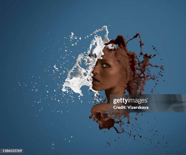 coffee with milk - chocolate face stock pictures, royalty-free photos & images