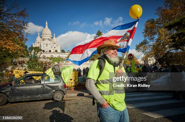 Gilets Jaunes, or yellow vest, protestors gather at Sacre Coeur in Monmartre ahead act 52 of protests, which next week celebrates its one year...
