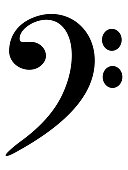 Black music Bass clef on white background