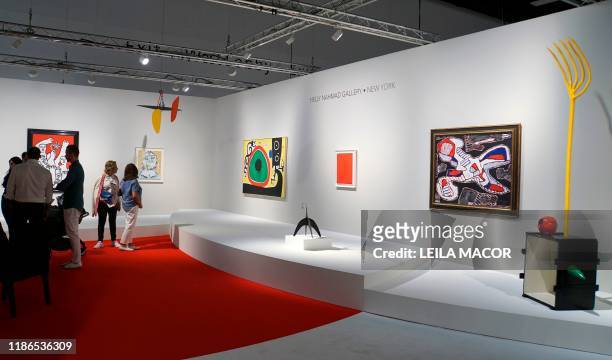 General view of the Helly Nahmad Gallery with artwork of Spanish artist Joan Miro, during a preview on December 4, 2019 ahead of the opening the...