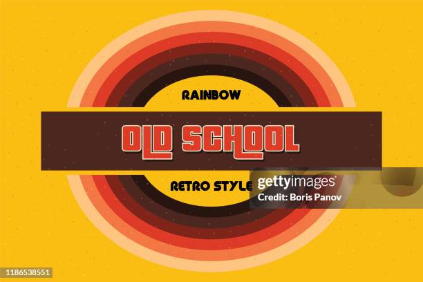 illustrations, cliparts, dessins animés et icônes de funky old school vintage headline text on retro colors with background and texture - année 50