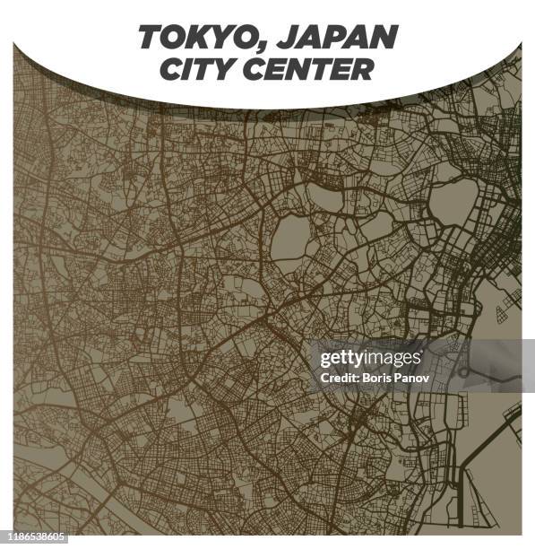 澀谷和新宿東京的復古街地圖與復古風格道路 - tokyo sky tree 幅插畫檔、美工圖案、卡通及圖標