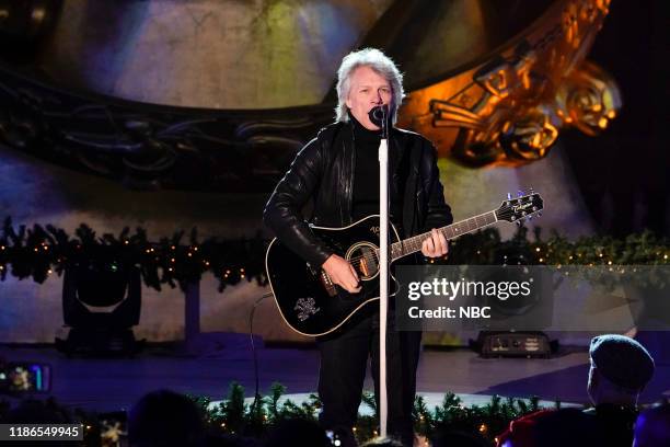 Pictured: Jon Bon Jovi rehearses for the 2019 Christmas in Rockefeller Center --