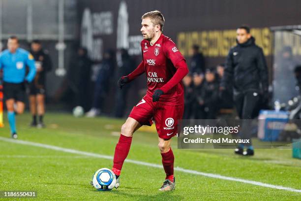 Thomas Delaine of Metz during the Ligue 1 match between FC Metz and Rennes at Stade Saint-Symphorien on December 4, 2019 in Metz, France.