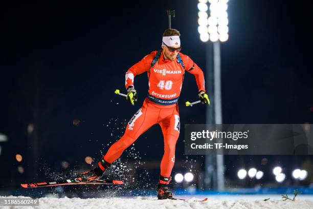 Krasimir Anev of Bulgaria in action competes during the Men 20 km Individual Competition at the BMW IBU World Cup Biathlon Oestersund at on December...