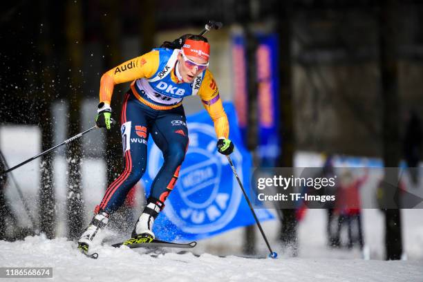 Denise Herrmann of Germany in action competes during the Women 15 km Individual Competition at the BMW IBU World Cup Biathlon Oestersund at on...