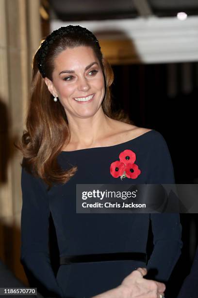 Catherine, Duchess of Cambridge attends the annual Royal British Legion Festival of Remembrance at the Royal Albert Hall on November 09, 2019 in...