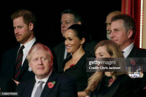 Prince Harry, Duke of Sussex, Meghan, Duchess of Sussex, Prime Minister, Boris Johnson and Carrie Symonds attend the annual Royal British Legion...