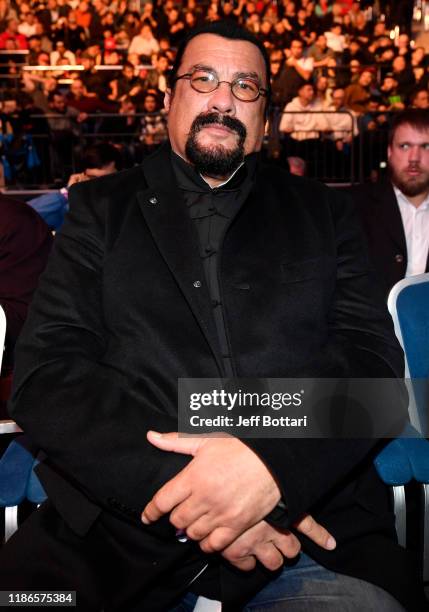 Actor Steven Seagal is seen in attendance during the UFC Fight Night event at CSKA Arena on November 09, 2019 in Moscow, Russia.