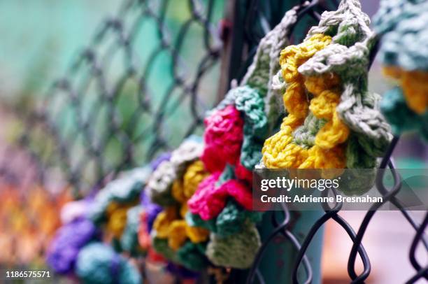 crochet bomb - knit bombing stock pictures, royalty-free photos & images