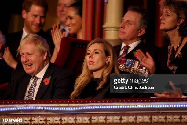 Prince Harry, Duke of Sussex, Meghan, Duchess of Sussex, Prime Minister, Boris Johnson and Carrie Symonds attend the annual Royal British Legion...
