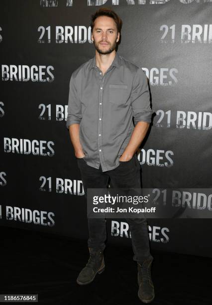 Taylor Kitsch attends the photocall for STX Entertainment's "21 Bridges" at Four Seasons Hotel Los Angeles at Beverly Hills on November 09, 2019 in...