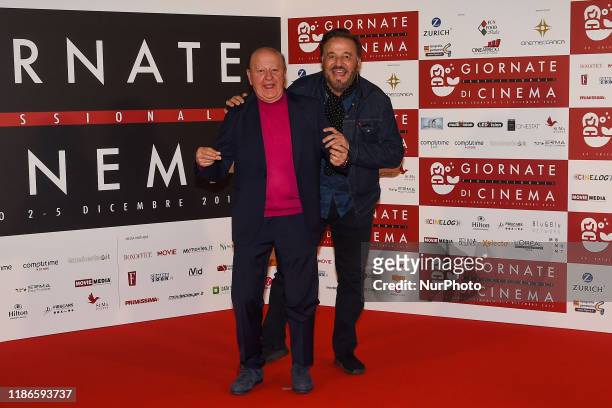 Massimo Boldi and Christian De Sica attends a photocall during the 41th Giornate Professionali del Cinema Sorrento Italy on 2 December 2019.