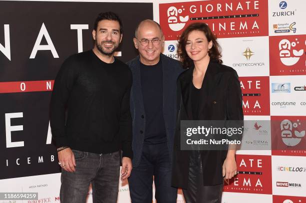 Edoardo leo,Ferzan Ospeteck, Jasmine Trinca attends a photocall during the 41th Giornate Professionali del Cinema Sorrento Italy on 5 December 2019.