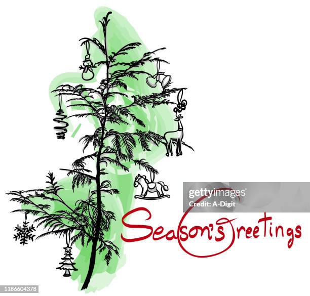 stockillustraties, clipart, cartoons en iconen met funky ceder kerstboom - cedar tree