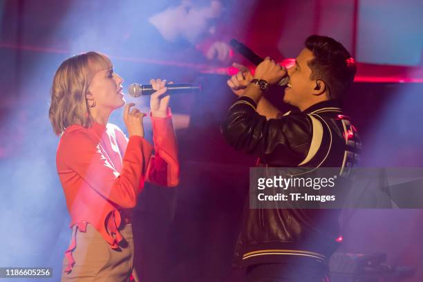 Lea and Nico Santos perform at the 1Live Krone radio award at Jahrhunderthalle on December 5, 2019 in Bochum, Germany.