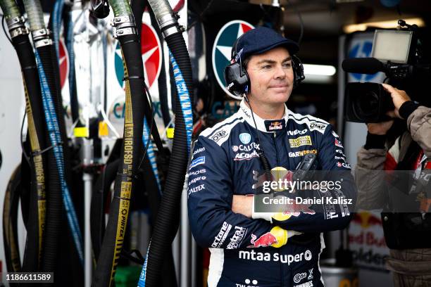 Craig Lowndes driver of the Red Bull Holden Racing Team Holden Commodore ZB looks on during the Sandown 500 part of the 2019 Supercars Championship...