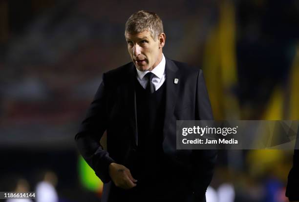 Martin Palermo, Head Coach of Pachuca walks though the field during the 18th round match between Tigres UANL and Pachuca as part of the Torneo...