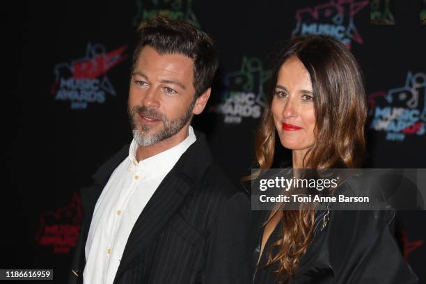 Christophe Mae and Nadege Sarron attend the 21st NRJ Music Awards At Palais des Festivals on November 09, 2019 in Cannes, France.