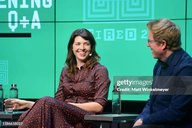 Megan Ganz and Andrew Stanton speak onstage at the WIRED25 Summit 2019 - Day 2 at Commonwealth Club on November 09, 2019 in San Francisco, California.