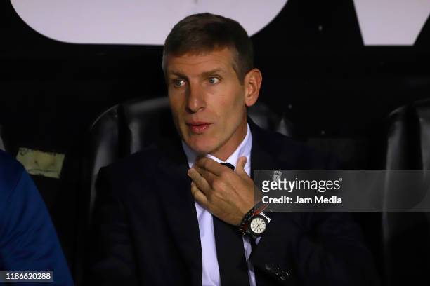 Martin Palermo, Head Coach of Pachuca observes the game during the 18th round match between Tigres UANL and Pachuca as part of the Torneo Apertura...