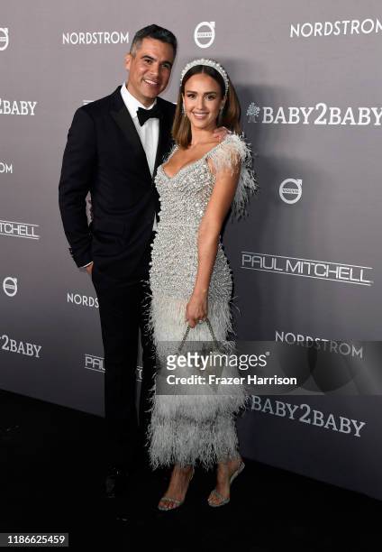 Cash Warren and Jessica Alba attends the 2019 Baby2Baby Gala presented by Paul Mitchell at 3LABS on November 09, 2019 in Culver City, California.
