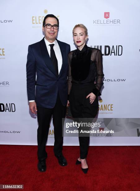 Steven Mnuchin and Louise Linton arrive at the 2019 WildAid Gala at the Beverly Wilshire Four Seasons Hotel on November 09, 2019 in Beverly Hills,...