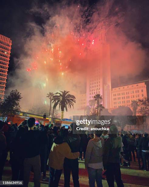 silvesterfeier in los angeles, usa - los angeles grand park stock-fotos und bilder