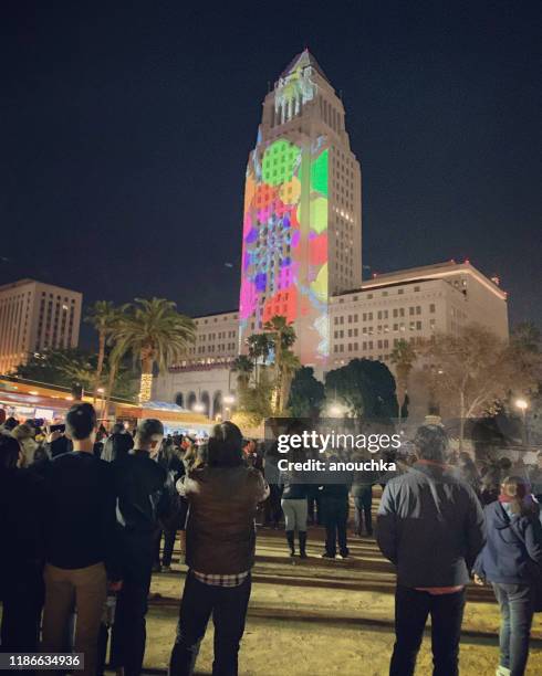 new year's eve celebration in los angeles downtown, usa - los angeles grand park stock pictures, royalty-free photos & images