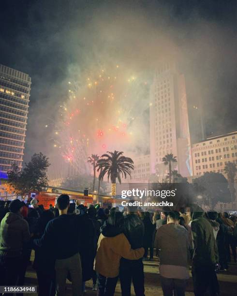 new year's eve celebration in los angeles downtown, usa - los angeles grand park stock pictures, royalty-free photos & images