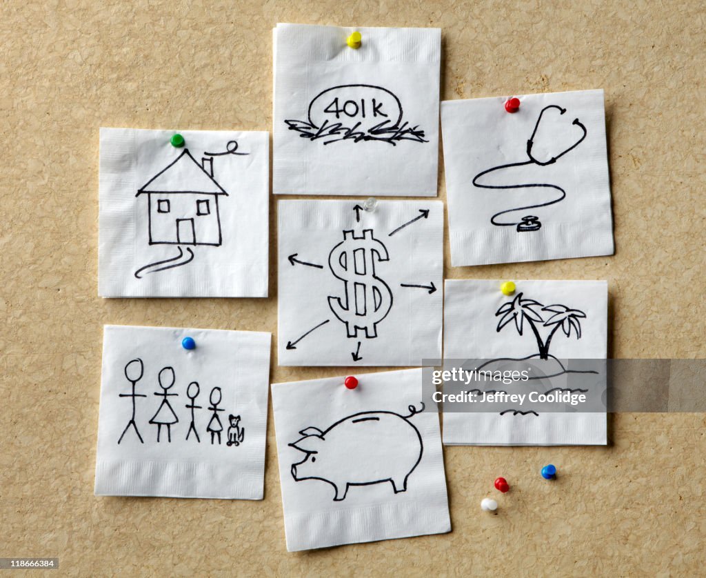 Napkins with Personal Finance Concepts