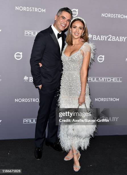 Cash Warren and Jessica Alba attend the 2019 Baby2Baby Gala Presented By Paul Mitchell at 3LABS on November 09, 2019 in Culver City, California.